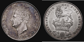 Shilling 1829 ESC 1260, Bull 2413 GVF with some contact marks and hairlines, the obverse colourfully toned

Estimate: GBP 40 - 60
