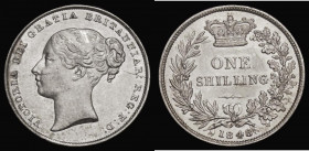 Shilling 1848 8 over 6 ESC 1294, Bull 2994, EF with two scratches on the obverse, very rare, especially in grades above Fine, our archive database str...