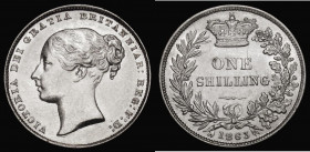 Shilling 1863 ESC 1311, Bull 3022, EF/GEF brushed, a key date rarity in the Young Head series and seldom seen in high grade

Estimate: GBP 220 - 450