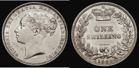 Shilling 1880 ESC 1335, Bull 3063, Davies 913 dies 7C, EF with some hairlines and light contact marks, this is by far the rarer of the two die pairing...