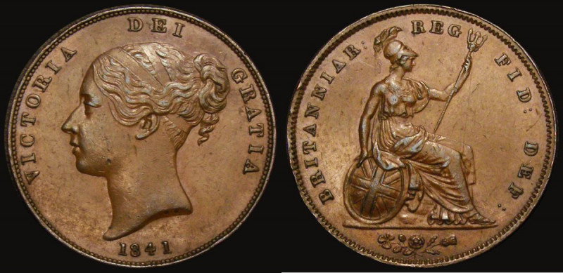 Penny 1841 REG No Colon, Peck 1484, Bramah 2c, F in DEF repaired, VF with some c...