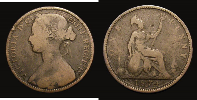 Penny 1874H Freeman 69 dies 6+I, VG in an LCGS holder and graded LCGS 8, this ty...