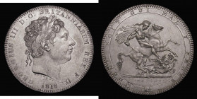 Crown 1818 LIX ESC 214, Bull 2009 UNC with a subtle old tone, the obverse with some contact marks below BRITANNIARUM, the reverse choice, a superior e...