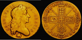 Five Guineas 1680 80 over 79 Elephant and Castle below bust S.3332 Fine with some scratches in the obverse field and below the date on the reverse, an...