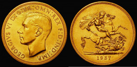 Five Pounds 1937 Proof S.4074 A/UNC with some contact marks and hairlines, retaining some original mint brilliance. The only George VI Gold Five Pound...