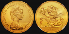 Five Pounds Gold 1980 Proof in an NGC holder and graded PF67 Ultra Cameo

Estimate: GBP 1700 - 2200