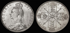 Florin 1889 ESC 871, Bull 2957, Davies 815 dies 3C, Date's cross and Harp's cross both point to a space, Lustrous UNC a very pleasing example of the J...