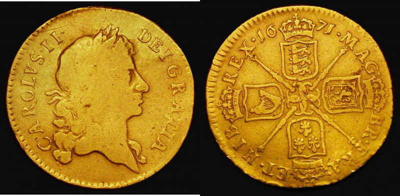 Guinea 1671 Third Bust S.3342 VG or better/Fine, ex-jewellery, the surfaces far ...