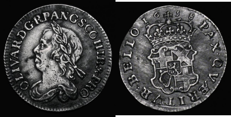 Sixpence 1658 Cromwell a cast copy with plain edge in the style of ESC 1504, Bul...