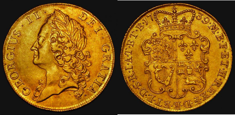 Two Guineas 1739 Intermediate Laureate Head S.3668 GVF, Ex-London Coins Auction ...