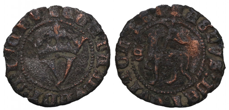 Juan I (1379-1390). Sevilla. Blanca Agnus Dei. Ve. 0,61 g. BC+. Est.55.