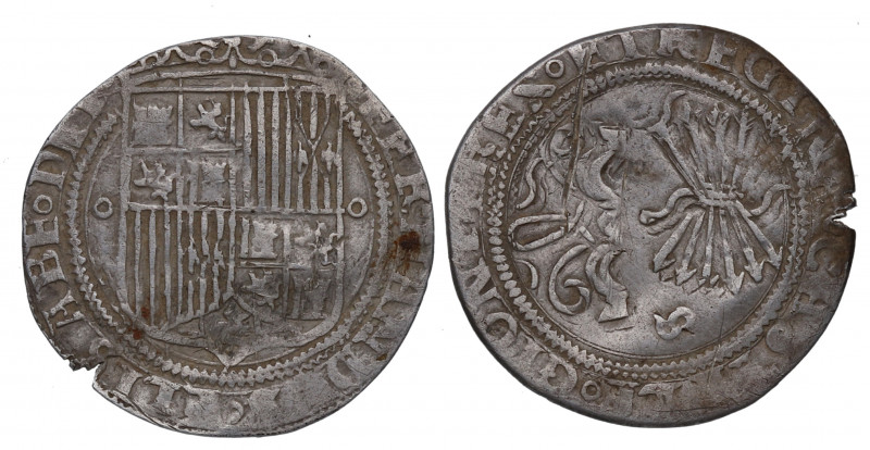 Reyes Católicos (1469-1504). Sevilla. 1 Real. Ag. 3,25 g. Roeles lados escudo. M...