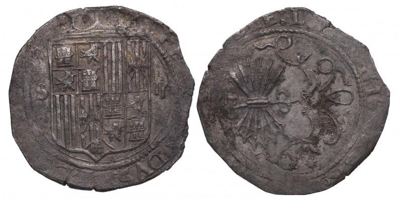 Reyes Católicos (1469-1504). Sevilla. 2 Reales. Ag. 6,79 g. Estrella 8puntas. MB...