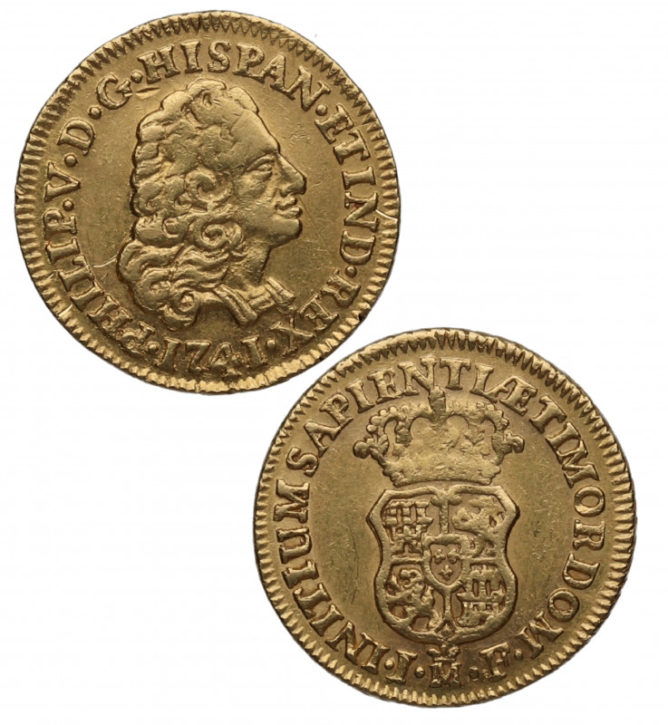 1741. Felipe V (1700-1746). Madrid. 1 escudo. JF. Au. 3,39 g. Atractiva. Brillo ...