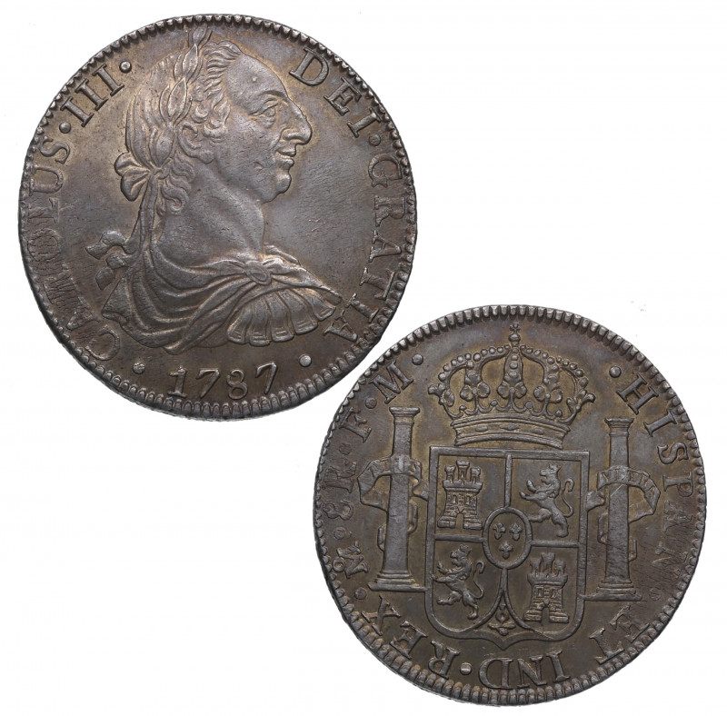 1787. Carlos III (1759-1788). México. 8 reales. FM. Ag. 26,96 g. Muy bella. Bril...