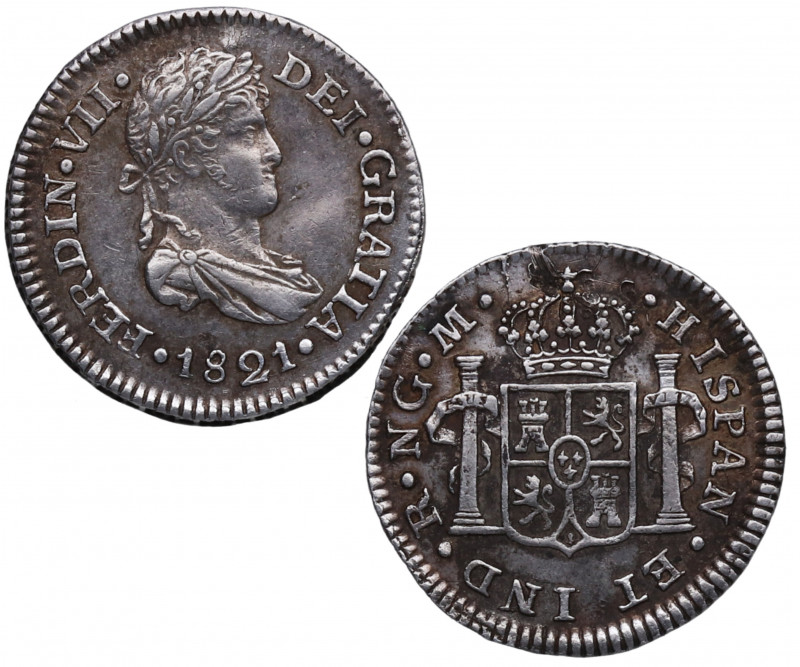 1821. Fernando VII (1808-1833). Guatemala. 1/2 Real. A & C 342. Ag. 1,65 g. EBC-...