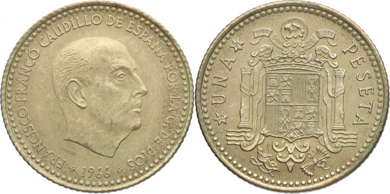 1966*71. Franco (1939-1975). Madrid. 1 Peseta. A&C 72. Cu. EBC+. Est.60.