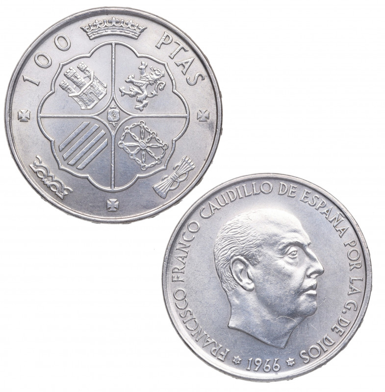 1966*70. Franco (1939-1975). 100 Pesetas. A&C 150. Ag. SC. Est.25.