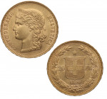 1890. Suiza. 20 Francos. Au. 6,45 g. SC. Est.500.