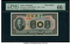 China Bank of China 1 Yuan 1939 Pick 81As S/M#C294-223 Specimen PMG Gem Uncirculated 66 EPQ. The three denomination from the 1939 series for the Bank ...