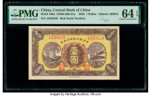 China Central Bank of China 1 Dollar 1926 Pick 185a S/M#C305-21a PMG Choice Uncirculated 64 EPQ. This scarce issue is unlike most others printed for t...