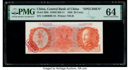 China Central Bank of China 20 Cents 1946 Pick 396s S/M#C302-11 Specimen PMG Choice Uncirculated 64. After World War II, a new series of small change ...