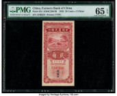 China Farmers Bank of China 20 Cents = 2 Chiao 2.1935 Pick 454 S/M#C290-20 PMG Gem Uncirculated 65 EPQ. An attractively designed lower denomination, t...