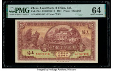China Land Bank of China Limited, Shanghai 1 Yuan 1.6.1931 Pick 504 S/M#C285-10 PMG Choice Uncirculated 64. An outstanding and rare issue, beautifully...