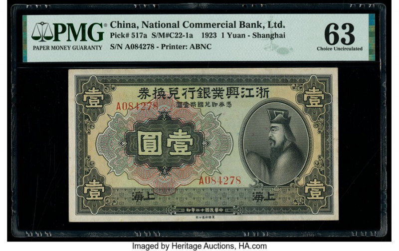 China National Commercial Bank, Ltd. Shanghai, 1 Yuan 1.10.1923 Pick 517a S/M#C2...