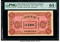 China Bank of Territorial Development 5 Dollars 1915 Pick 574r S/M#C165-21 Remainder PMG Choice Uncirculated 64 EPQ. This handsome Remainder features ...