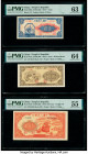 China People's Bank of China 1; 5; 100 Yuan 1948; 1949 (2) Pick 800a; 813a; 831b Three Examples PMG Choice Uncirculated 63; Choice Uncirculated 64; Ab...