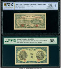 China People's Bank of China 5; 10 Yuan 1948 Pick 802; 803a Two Examples PCGS Banknote Choice AU 58 OPQ; PMG About Uncirculated 55. Pleasing images of...