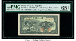 China People's Bank of China 10 Yuan 1949 Pick 816a S/M#C282-23 PMG Gem Uncirculated 65 EPQ. This handsome note is a small denomination from the 1949 ...