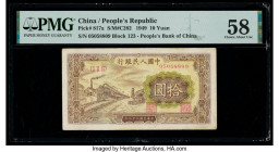 China People's Bank of China 10 Yuan 1949 Pick 817a S/M#C282-24 PMG Choice About Unc 58. An appealing scene of a steam passenger train creates an allu...