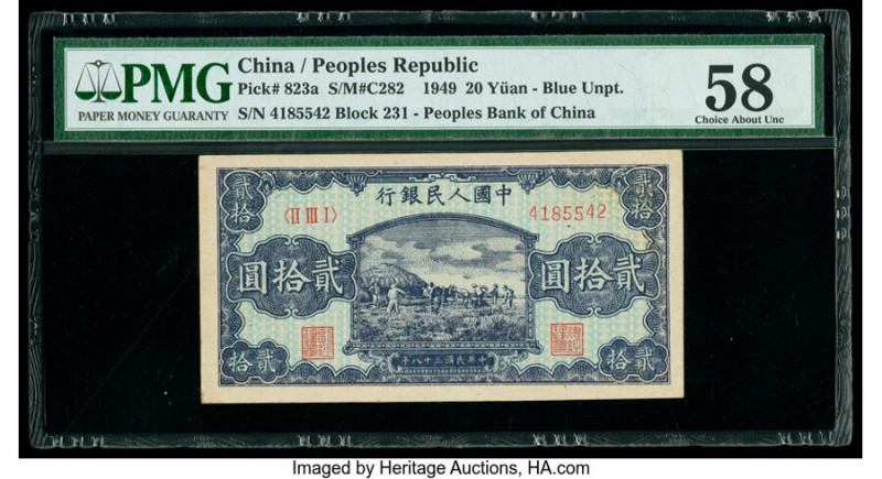 China People's Bank of China 20 Yuan 1949 Pick 823a S/M#C282 PMG Choice About Un...