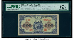 China People's Bank of China 20 Yuan 1949 Pick 824a S/M#C282-33 PMG Choice Uncirculated 63. Amazing features are present on this early, low denominati...