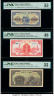China People's Bank of China 20; 100; 200 Yuan 1949 Pick 824a; 834a; 838a Three Examples PMG About Uncirculated 55 (2); Extremely Fine 40. Outstanding...
