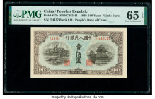 China People's Bank of China 100 Yuan 1949 Pick 832a S/M#C282-44 PMG Gem Uncirculated 65 EPQ. A delightful six-digit serial number example, this piece...