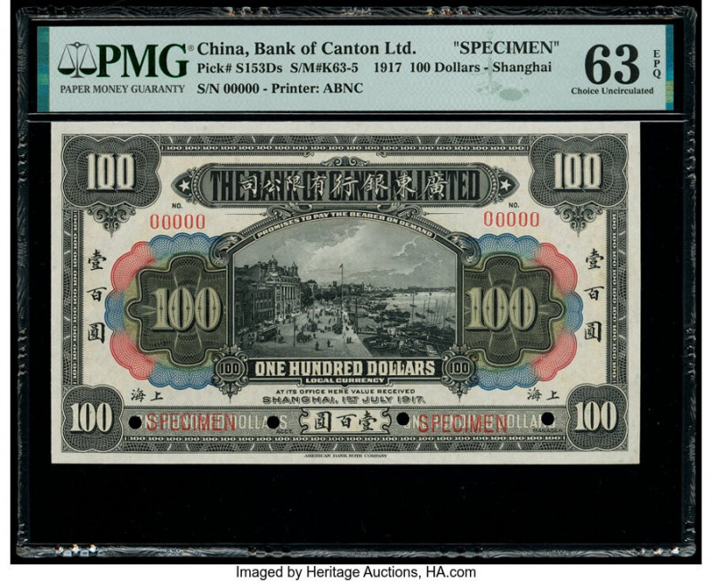 China Bank of Canton Limited, Shanghai 100 Dollars 1.7.1917 Pick S153Ds S/M#K63-...