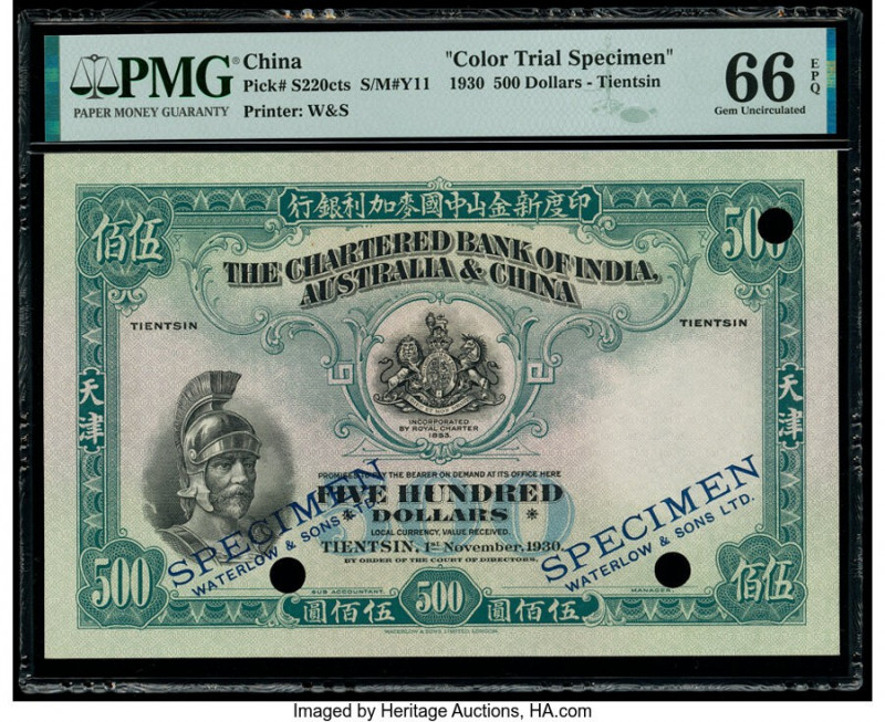 China Chartered Bank of India, Australia & China, Tientsin 500 Dollars 1.11.1930...