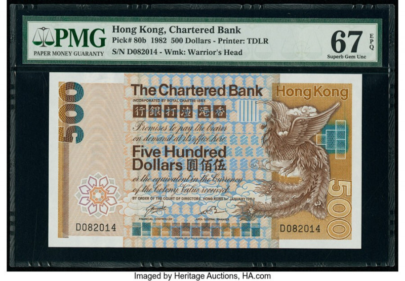 Hong Kong Chartered Bank 500 Dollars 1.1.1982 Pick 80b PMG Superb Gem Unc 67 EPQ...