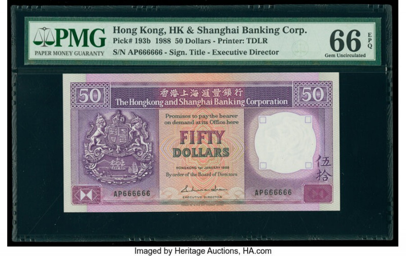 Solid 6's Serial Number Hong Kong Hongkong & Shanghai Banking Corp. 50 Dollars 1...