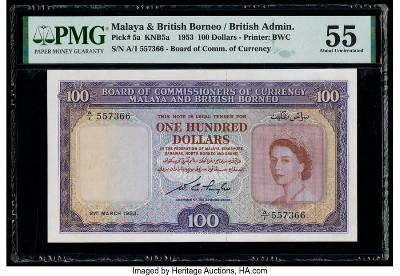 Malaya and British Borneo Board of Commissioners of Currency 100 Dollars 21.3.19...