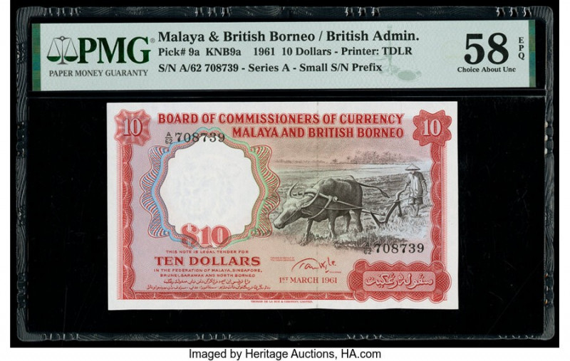 Malaya and British Borneo Board of Commissioners of Currency 10 Dollars 1.3.1961...