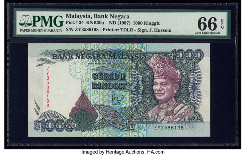 Malaysia Bank Negara 1000 Ringgit ND (1987) Pick 34 KNB39a PMG Gem Uncirculated ...