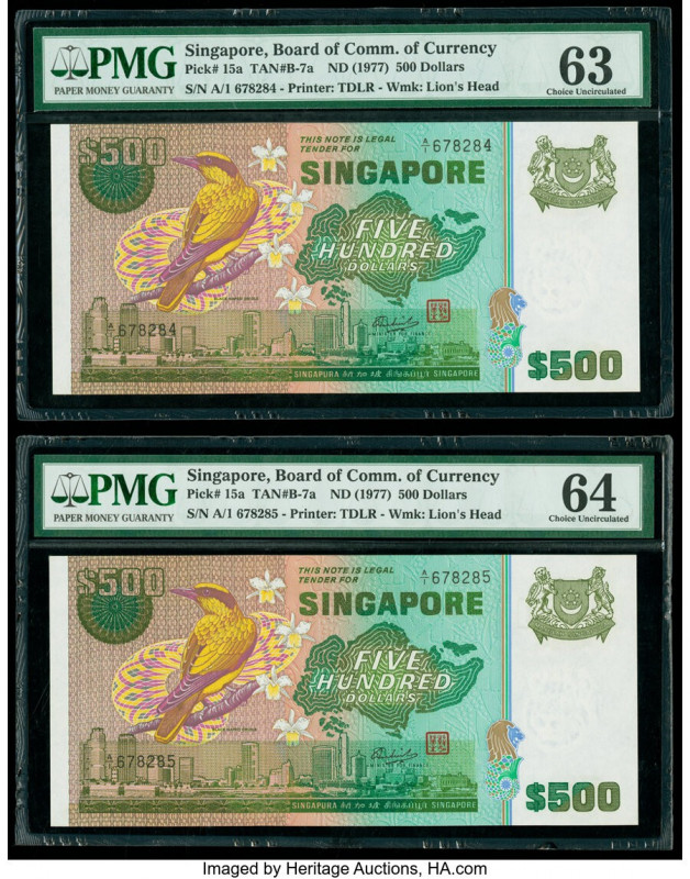 Singapore Board of Commissioners of Currency 500 Dollars ND (1977) Pick 15a TAN#...