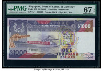 Singapore Board of Commissioners of Currency 1000 Dollars ND (1984) Pick 25b TAN#S-8b PMG Superb Gem Unc 67 EPQ. This gigantic denomination is impress...