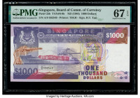 Singapore Board of Commissioners of Currency 1000 Dollars ND (1984) Pick 25b TAN#S-8b PMG Superb Gem Unc 67 EPQ. Ultra-high denomination notes have be...