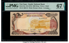 South Vietnam National Bank of Viet Nam 5000 Dong ND (1975) Pick 35a PMG Superb Gem Unc 67 EPQ. A beautiful and rare banknote, and from the last serie...
