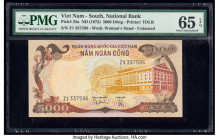 South Vietnam National Bank of Viet Nam 5000 Dong ND (1975) Pick 35a PMG Gem Uncirculated 65 EPQ. This fantastic, second highest denomination is from ...